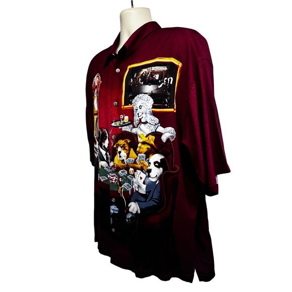 Big Dogs Mens Vintage Playing Poker All Over Print Button Up Shirt 2XL - Picture 3 of 6